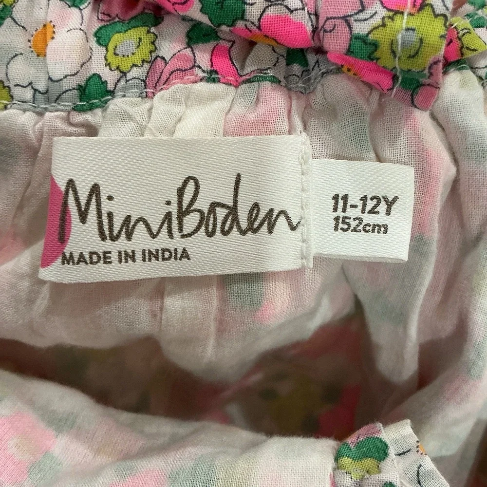 Mini Boden Floral Spring Dress Size 11 / 12 Floral Sleeveless Flutter Jumper